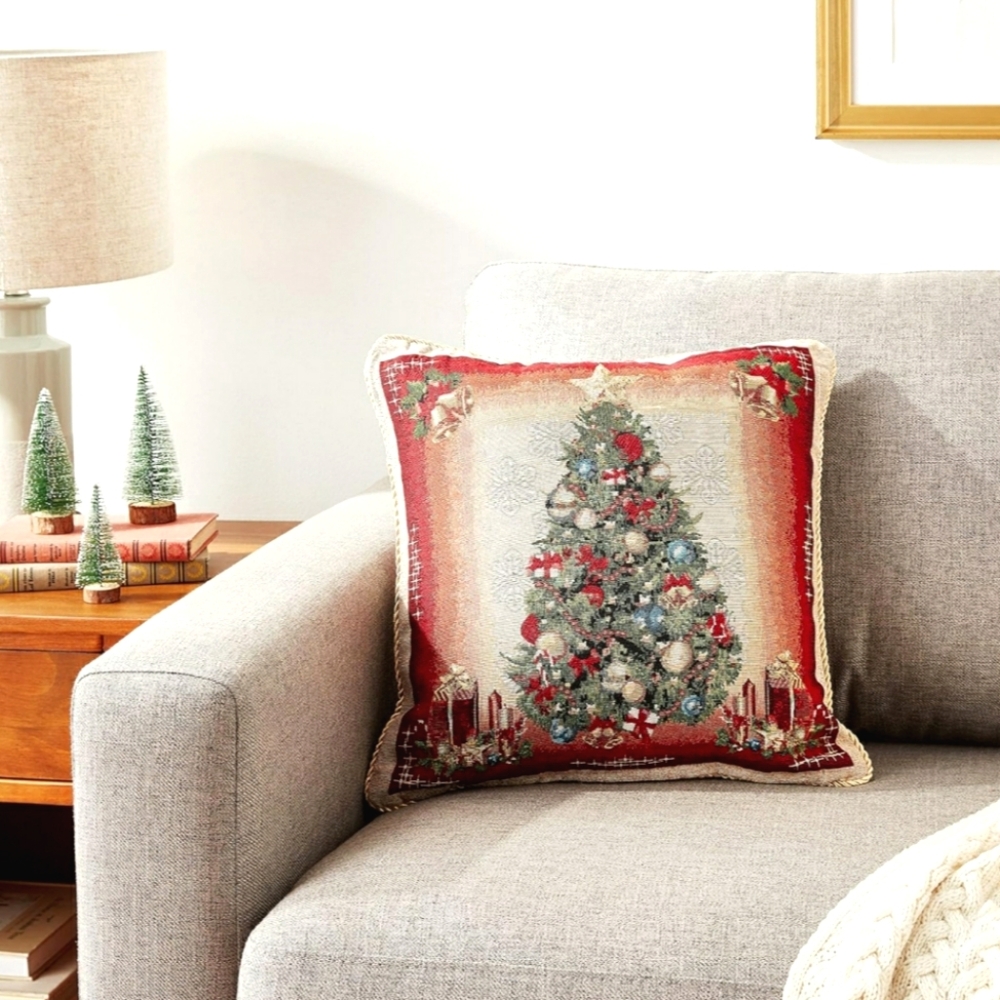 NEW 2 Santa Tree 18 Inch x 18 Inch Decorative Throw Pillow Cover